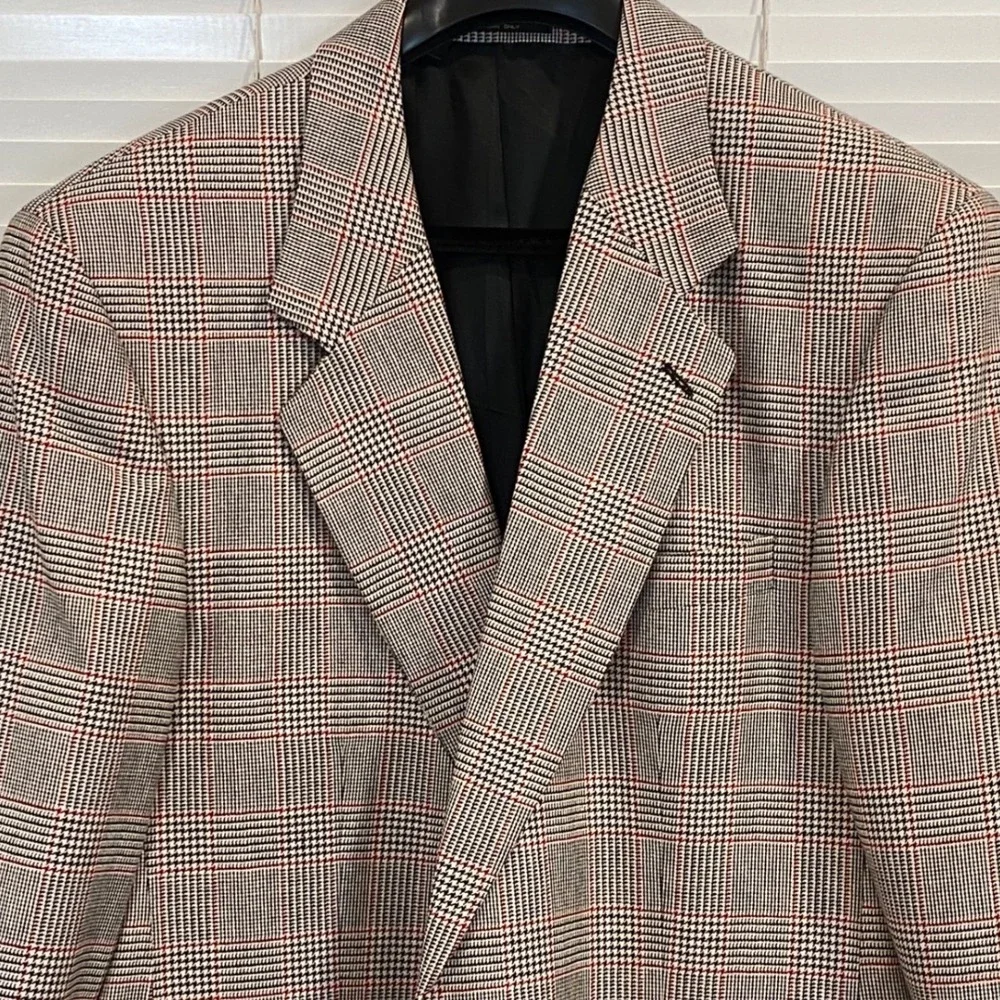 Vintage Brandini Mens 42T Glen Plaid Blazer Grey Red‎ Check Sport Coat Canada